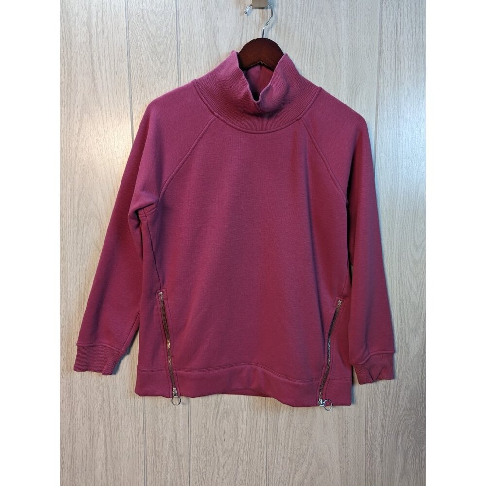 Athleta Cozy Karma Side Zip Funnel Neck Victorian Berry Womens Small S Pink